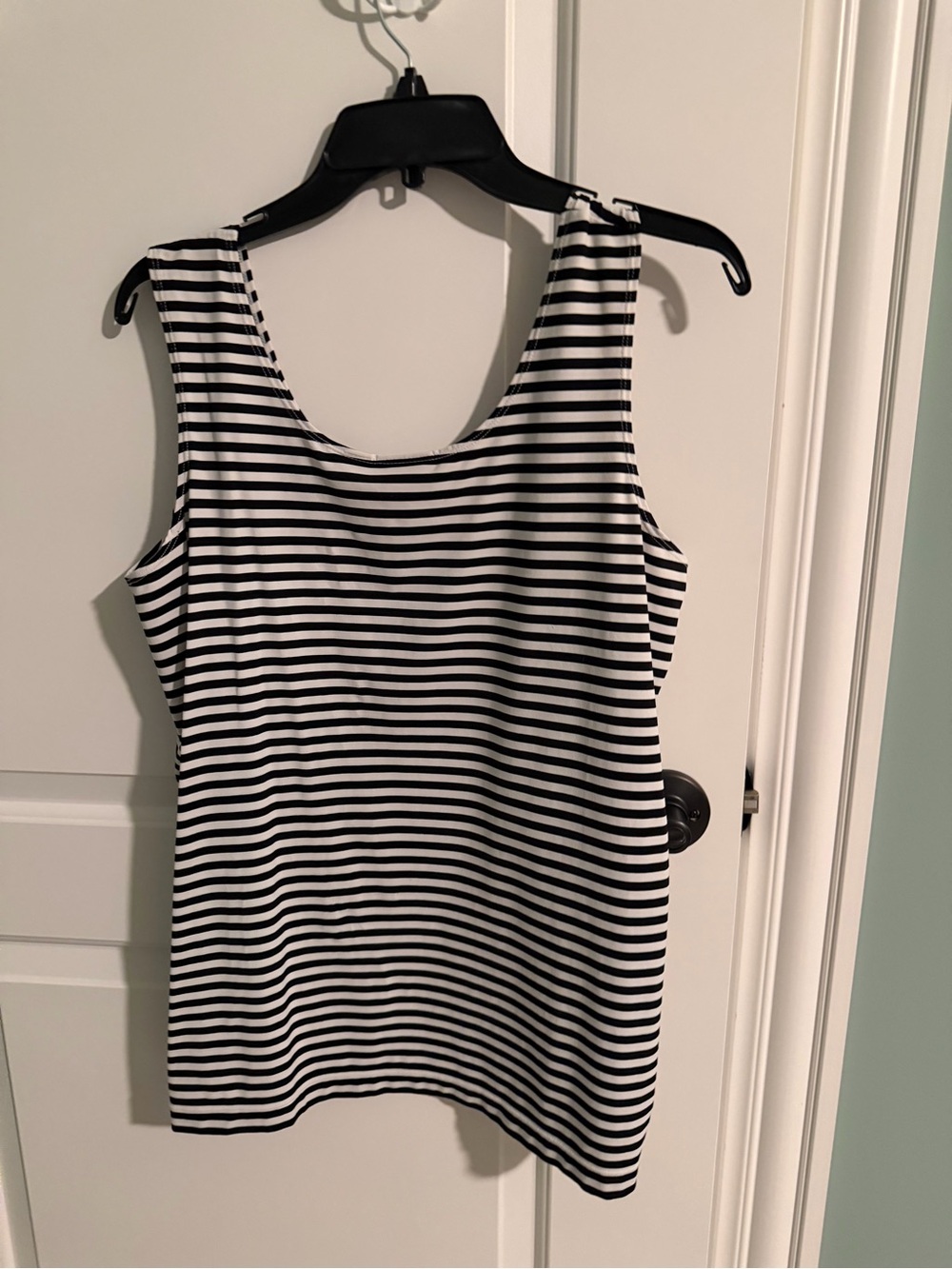 Chico's Black and White Striped Scoop Neck Tank